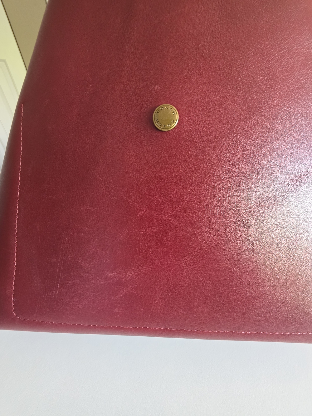 Coach Brooklyn 28 Leather Shoulder Hobo Bag In Ruby - Picture 9 of 16
